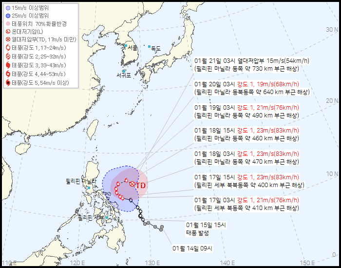 제 1호 태풍 노카엔(NOKAEN) 발생 경로